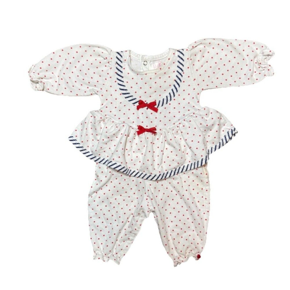VTG Buster Brown Nautical Sailor Baby Romper 6-9 Months USA Made Red White Blue